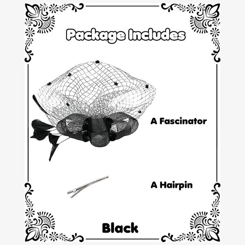 Mesh Feather Fascinators Hat Tea Party-black - Picture 4 of 6